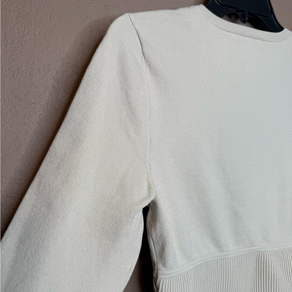 Babaton Sculpt Knit Empire Longsleeve Rib Knit Corset Top in Matte Pearl Size L - Picture 15 of 16